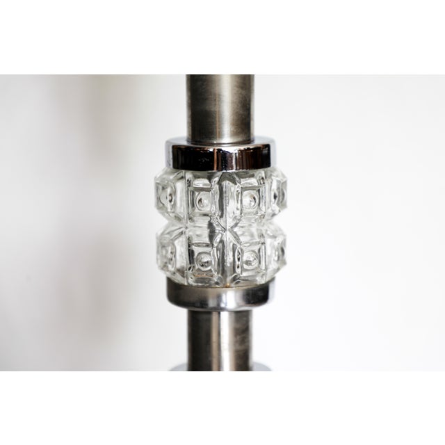 Vintage Chrome and Glass Floor Lamp attributed to Richard Essig, 1970s For Sale - Image 4 of 11