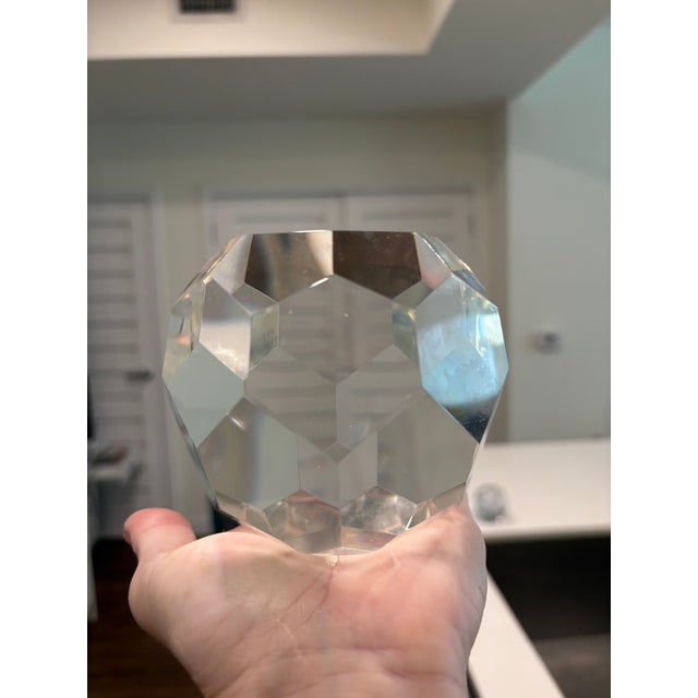 Contemporary Large Vintage Faceted Crystal Glass Gemstone Paperweight Sculpture For Sale - Image 3 of 9
