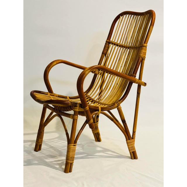 Children's Late 20th Century Vintage Albini Style Bamboo and Rattan Child's Lounge Chair For Sale - Image 3 of 10