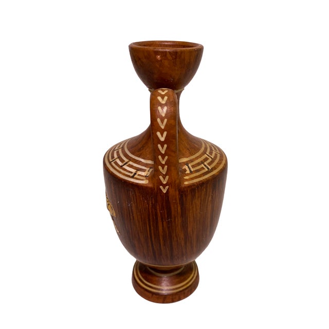 Greek Wood Lekythos by Contemporary 20th C. Greek Ceramist Amphora v. Pertacopoulos. For Sale - Image 4 of 10