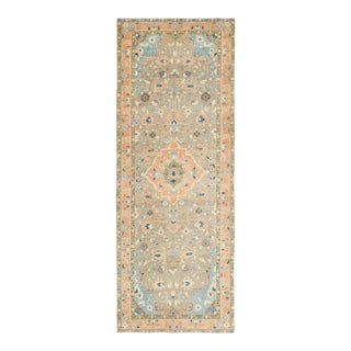 Vintage Turkish Oushak Handmade Wool Cotton Orange Runner Rug For Sale
