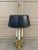1980s Stiffel Brass Bouillotte Lamp With Faux Crocodile Black Leather Shade For Sale - Image 9 of 12