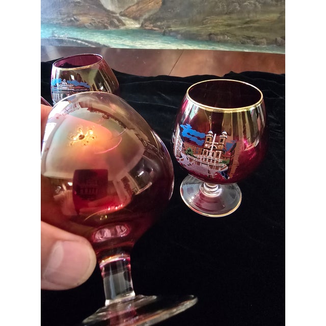 Vintage Mid Century Set 6 Murano Style Venetian Glasses For Sale - Image 11 of 12
