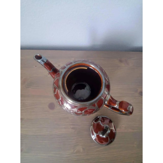 Metal Antique Art Nouveau Lenox Silver Overlay Treacle Teapot For Sale - Image 7 of 11