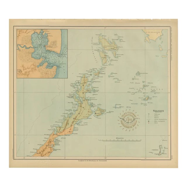 Map of the Northern Part of Palawan Observatory in Manila, 1899 For Sale