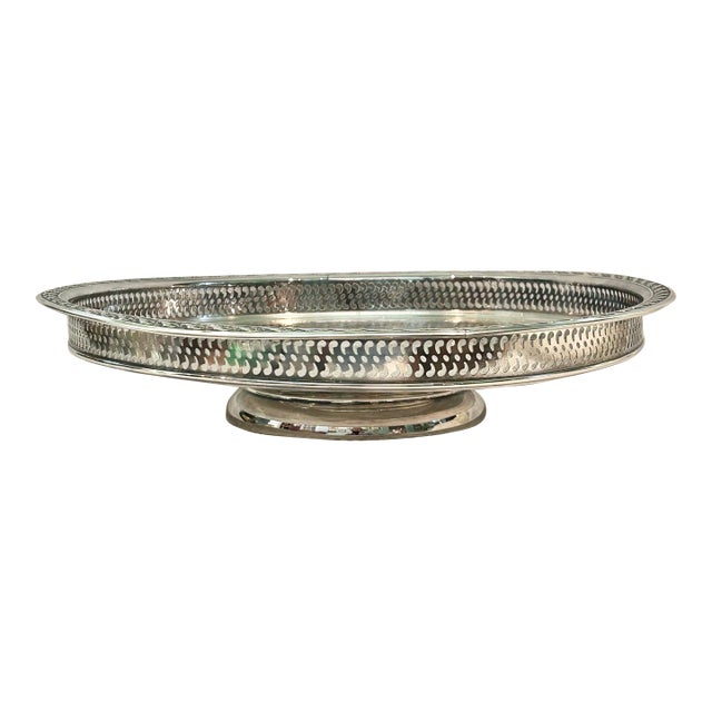 1960’s “Spring Flowers” Wm. Rogers & Son Silver Plate Gallery Tray Lazy Susan For Sale