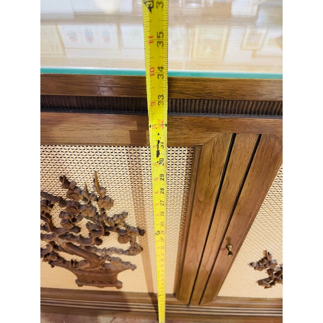 Brown 1960s Vintage Chinese Carved Wood Sideboard Buffet Server Ricardo Lynn & Co For Sale - Image 8 of 12