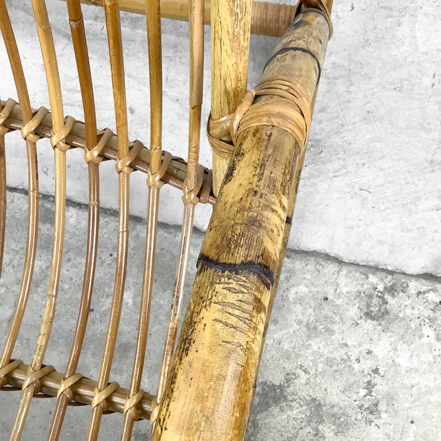 Vintage High-Back Rattan Rocker After Franco Albini | Chairish