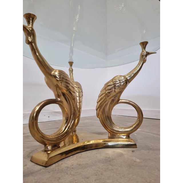 1960s Hollywood Regency Peacock Coffee Table in Brass For Sale - Image 5 of 13