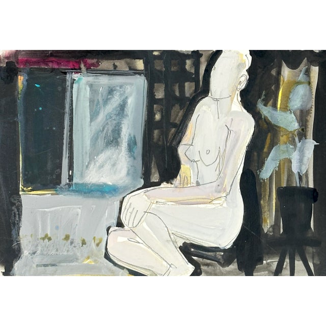 James Hartman Original Expressionist Figure in Studio Painting on Mat Board For Sale