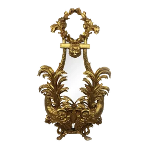 Vintage Rococo Carved Gilded Wood Mirror.