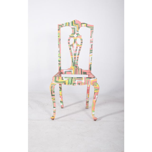 1950s Portuguese Painted Chair by Francisco Camilo, 1950s For Sale - Image 5 of 9