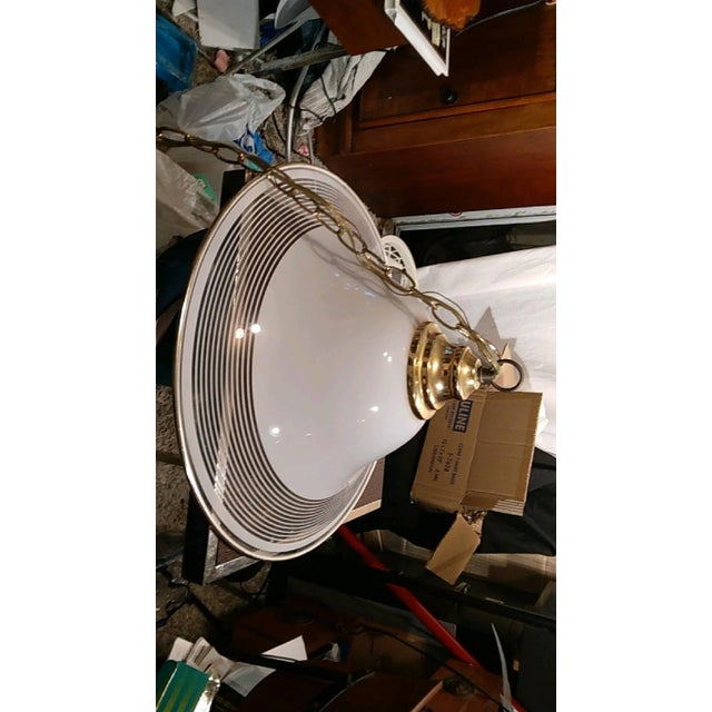 Modern 1980's Post Modern Brass and Acrylic Pendant For Sale - Image 3 of 12