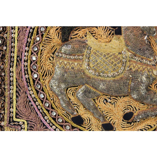 Brown Pasargad DC Hand Made India Beaded Gazelle Raised Wall Art - A Pair For Sale - Image 8 of 12