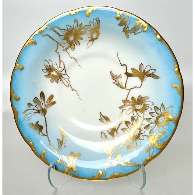 Gold Late 19th Century Gilded English Soup/Dessert Cups & Saucers - Set of 11 For Sale - Image 8 of 11