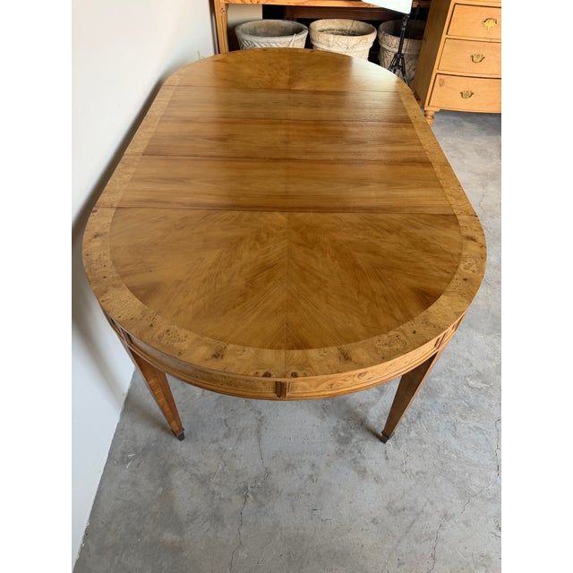 Mid Century Modern Burl Wood Expandable Dining Table For Sale - Image 9 of 18