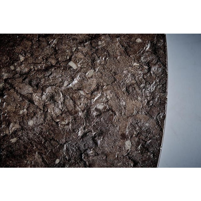 Wood Octagonal Pedestal Table with Round Slate Top, France, 1970s For Sale - Image 7 of 12