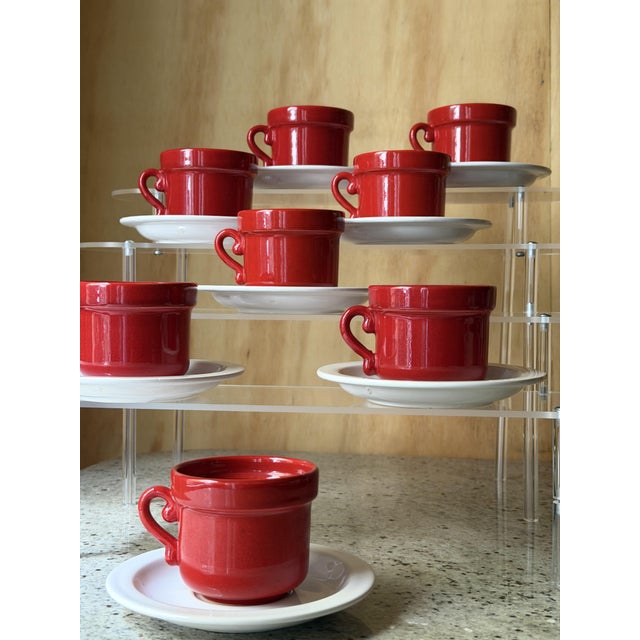 Mid-Century Dutch Ceramic Espresso Cups and Saucers from Huizen Holland, 1970s, Set of 16 For Sale - Image 4 of 13