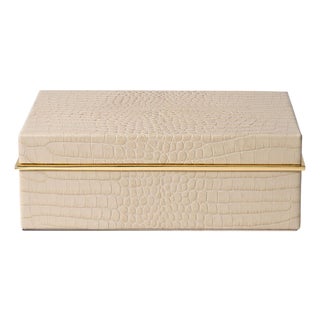 AERIN Classic Croc Leather Small Box, Fawn For Sale