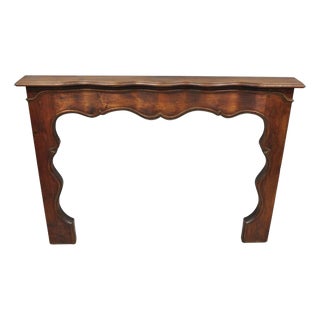 Antique Italian Provincial Carved Serpentine Scalloped Walnut Fireplace Mantel For Sale
