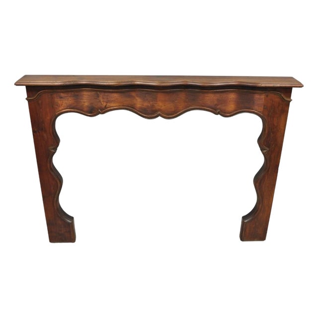 Antique Italian Provincial Carved Serpentine Scalloped Walnut Fireplace Mantel For Sale