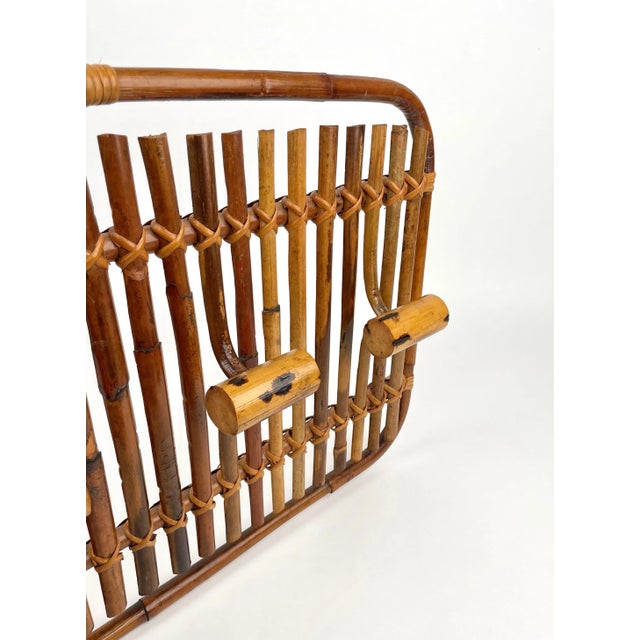 Wood Mid-Century Modern Rattan & Bamboo Coat Rack Stand, Italy, 1960s For Sale - Image 7 of 11
