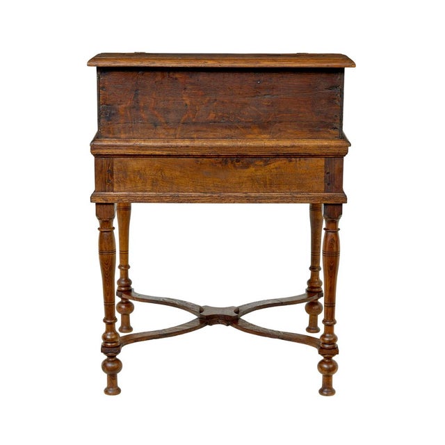 19th Century Dutch Inlaid Oak Writing Slope, 1800 For Sale - Image 4 of 11