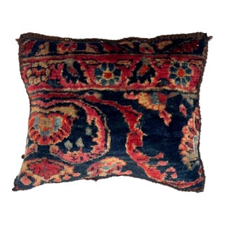 Pillow W/Antique Persian Sarouk Rug Fragment,1' X 1'2" For Sale