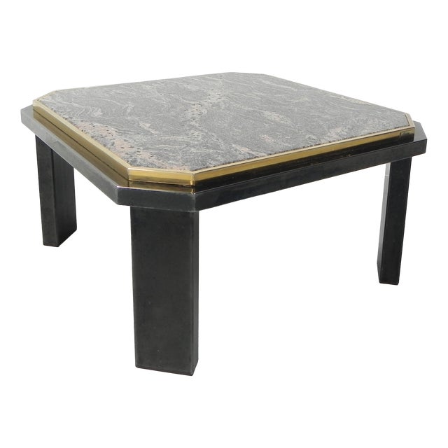 Hollywood Regency Fedam Coffee Table in Marble and Steel Frame, 1970s For Sale