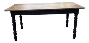 Oak Farmhouse Table with Black Turned Legs, 1950s