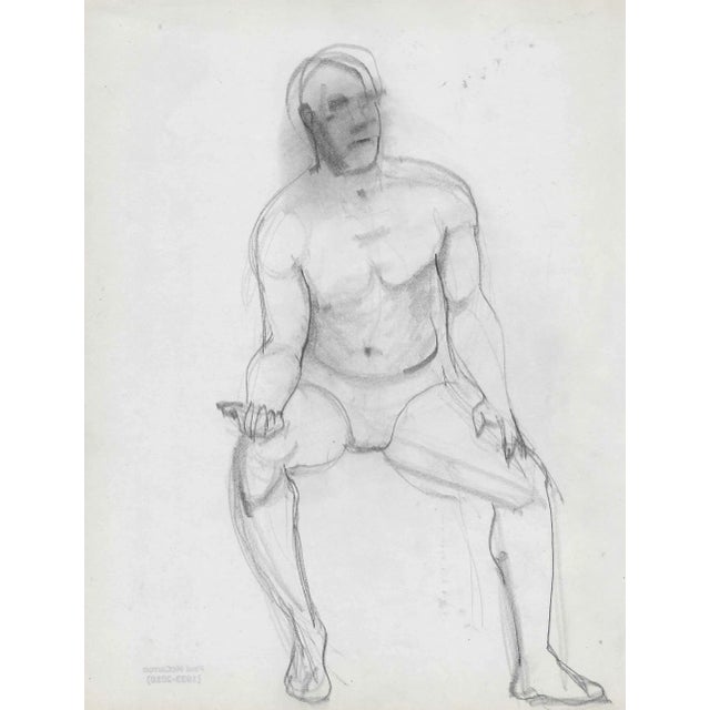 Mid-Century Modern 1950s Paul McCarron Male Figure Drawing For Sale - Image 3 of 3