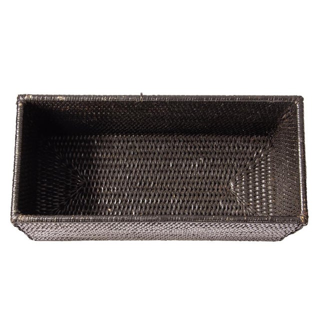 Artifacts Rattan Rectangular Everything Basket in Tudor Black - 13" For Sale In Houston - Image 6 of 9