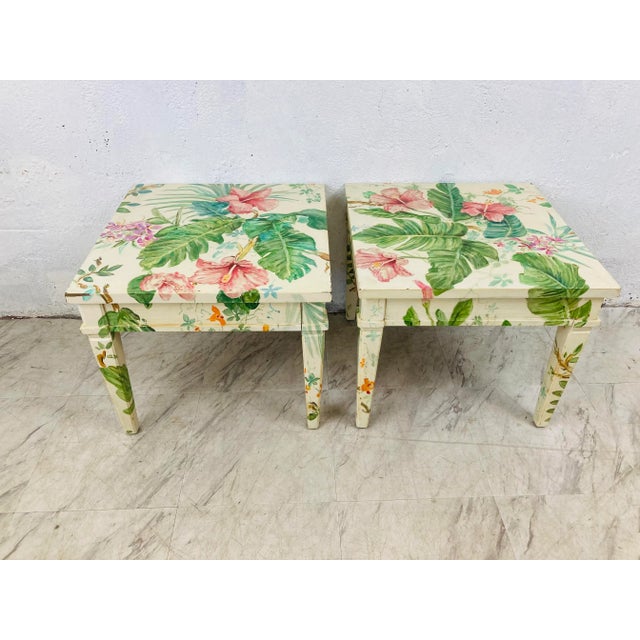 Palm Beach Style Hand Painted Side Tables, a Pair For Sale - Image 10 of 10
