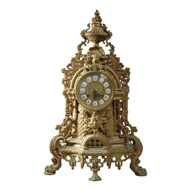 Pasargad DC Les Classiques Brass Mantel Antique Clock For Sale