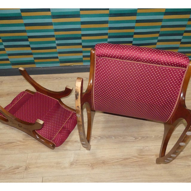1970s Set of Vintage Lounge Rocking Chair and Ottoman, 1970s For Sale - Image 5 of 10
