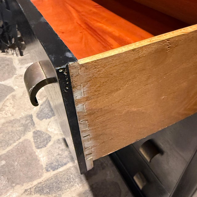 Black Chest Drawers Tall Dresser Attributed to Paul Frankl for Johnson Furniture For Sale - Image 8 of 13