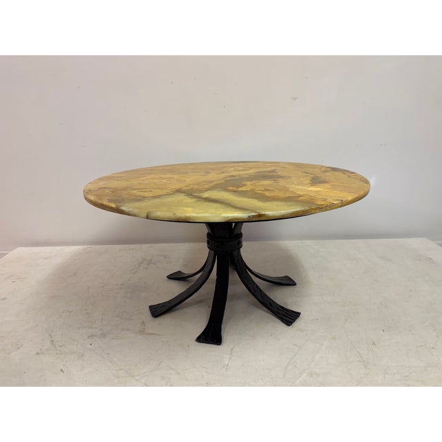 Vintage Round Onyx and Wrought Iron Coffee Table, 1970s For Sale - Image 6 of 13
