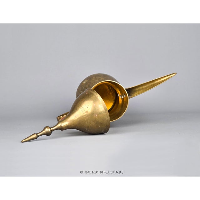 Large Antique Brass Arabic Dallah Coffee Pot For Sale - Image 9 of 9