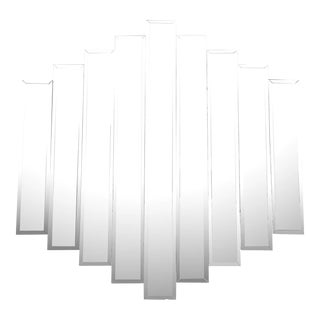 Mid 20th Century Vintage Art Deco 9-Panel Bevelled Step Mirror For Sale