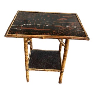 Burnt Bamboo Side Table For Sale