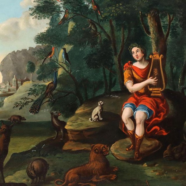 Orpheus Enchants the Animals, 1700s, Oil on Panel, Framed For Sale - Image 3 of 15