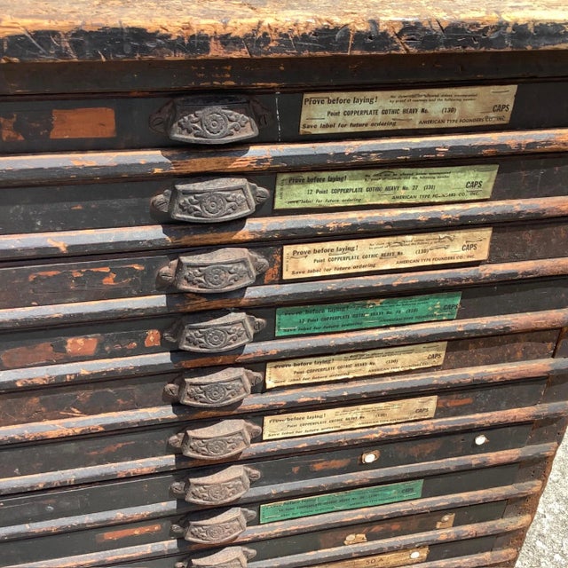 Antique Printers Case With 12 Typesetter Trays For Sale - Image 13 of 16