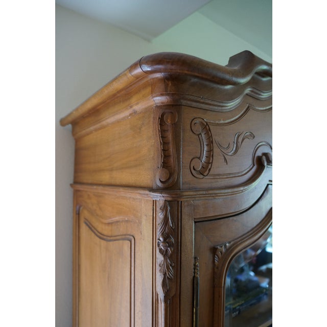 Antique French Rococo Glass Door Armoire For Sale - Image 6 of 11