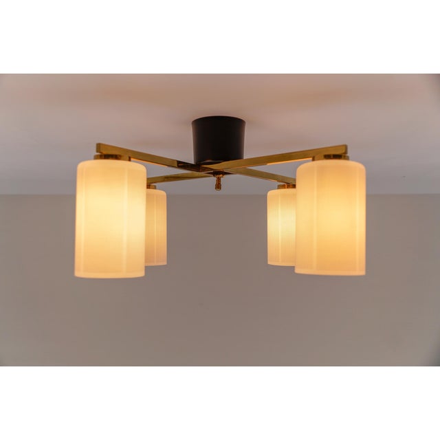 Mid-Century Modern Mid-Century Modern Four-Armed Brass and Glass Lamp, 1950s For Sale - Image 3 of 13