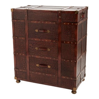Vintage Faux Alligator Steamer Trunk Bar by Maitland Smith For Sale