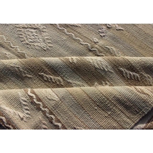 Vintage Turkish Flat-Weave Striped Kilim in Taupe Colors For Sale - Image 10 of 12