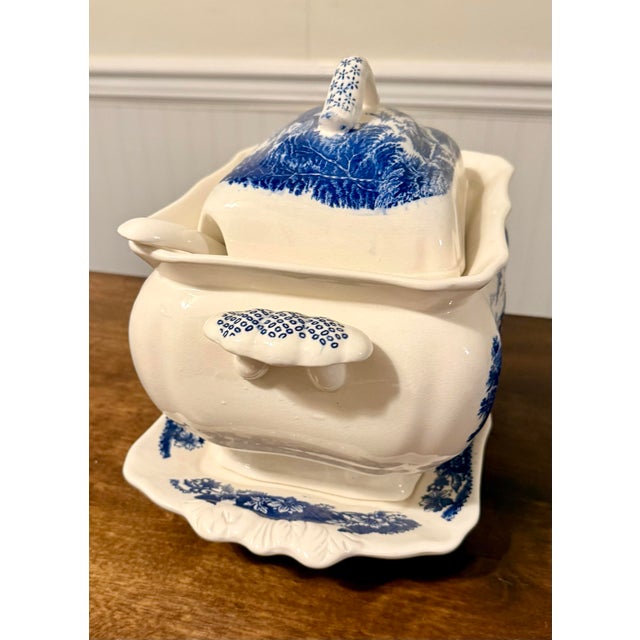Trimont Ware Blue and White Castle Transfer Tureen Set - 3pcs For Sale - Image 11 of 12