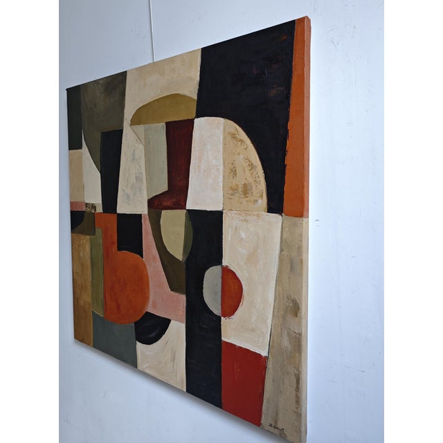 Contemporary Architecture of Colors, Large Abstract Oil Painting, Framed by Sophie Dumont For Sale - Image 3 of 10