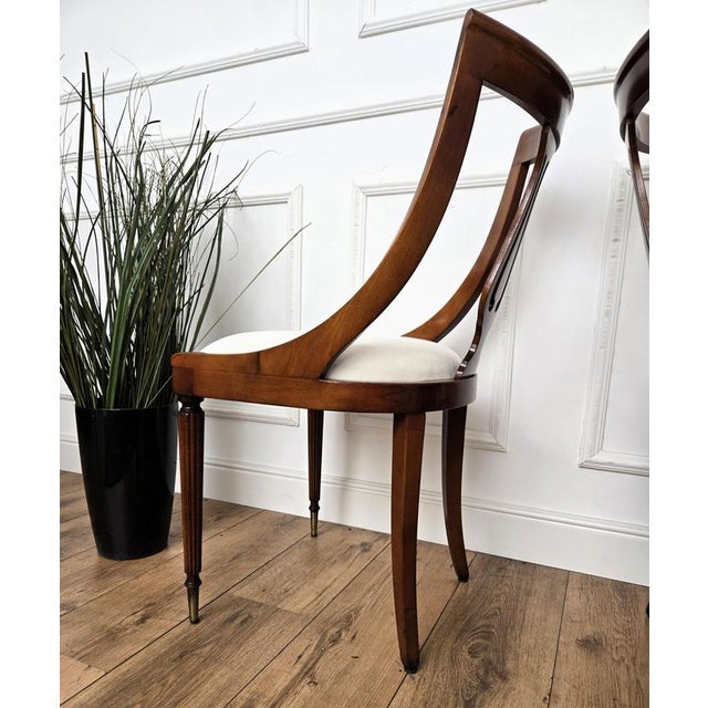Italian Biedermeier Style Walnut Gondola Dining Chairs, 1950s, Set of 6 For Sale - Image 6 of 12