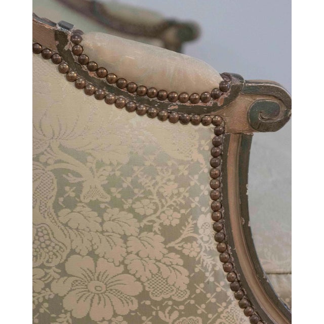 Celadon Louis XVI Style Canapé Corbeille in Painted Wood, 18th Century For Sale - Image 8 of 11
